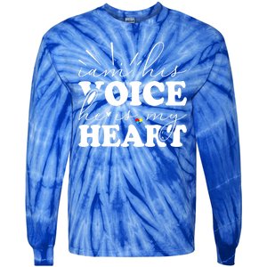 I Am His Voice He Is My Heart Autism Awareness Tie-Dye Long Sleeve Shirt