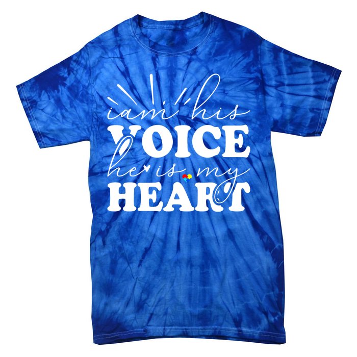 I Am His Voice He Is My Heart Autism Awareness Tie-Dye T-Shirt