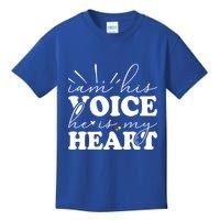 I Am His Voice He Is My Heart Autism Awareness Kids T-Shirt