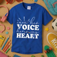 I Am His Voice He Is My Heart Autism Awareness Kids T-Shirt