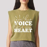 I Am His Voice He Is My Heart Autism Awareness Garment-Dyed Women's Muscle Tee