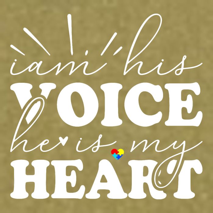 I Am His Voice He Is My Heart Autism Awareness Garment-Dyed Women's Muscle Tee