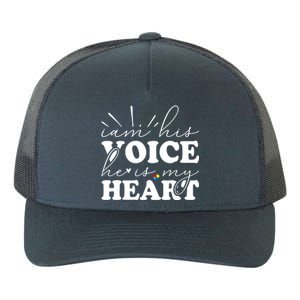 I Am His Voice He Is My Heart Autism Awareness Yupoong Adult 5-Panel Trucker Hat