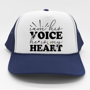 I Am His Voice He Is My Heart Autism Awareness Trucker Hat