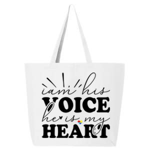 I Am His Voice He Is My Heart Autism Awareness 25L Jumbo Tote