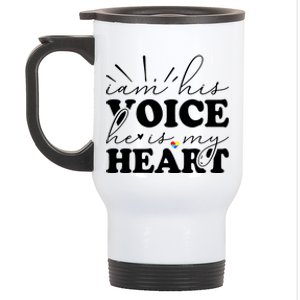 I Am His Voice He Is My Heart Autism Awareness Stainless Steel Travel Mug