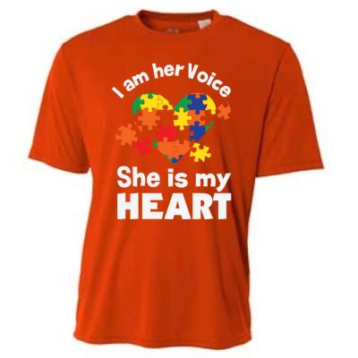 I Am His Voice He Is My Heart Autism Awareness Mom Dad Cute Gift Cooling Performance Crew T-Shirt