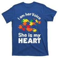 I Am His Voice He Is My Heart Autism Awareness Mom Dad Cute Gift T-Shirt