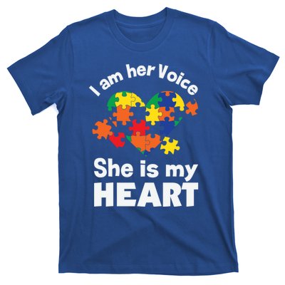 I Am His Voice He Is My Heart Autism Awareness Mom Dad Cute Gift T-Shirt