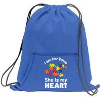 I Am His Voice He Is My Heart Autism Awareness Mom Dad Cute Gift Sweatshirt Cinch Pack Bag