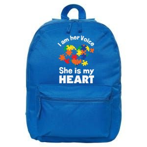 I Am His Voice He Is My Heart Autism Awareness Mom Dad Cute Gift 16 in Basic Backpack