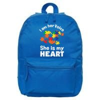 I Am His Voice He Is My Heart Autism Awareness Mom Dad Cute Gift 16 in Basic Backpack