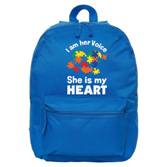 I Am His Voice He Is My Heart Autism Awareness Mom Dad Cute Gift 16 in Basic Backpack