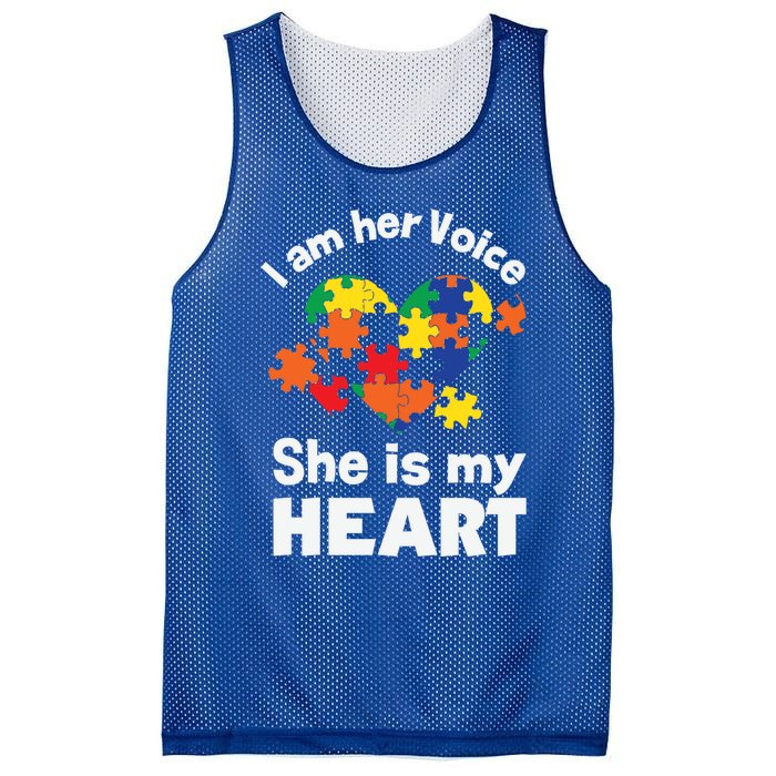 I Am His Voice He Is My Heart Autism Awareness Mom Dad Cute Gift Mesh Reversible Basketball Jersey Tank