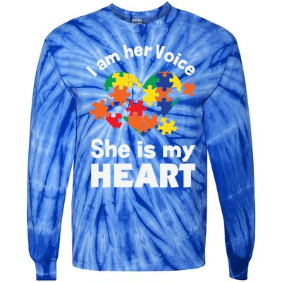 I Am His Voice He Is My Heart Autism Awareness Mom Dad Cute Gift Tie-Dye Long Sleeve Shirt