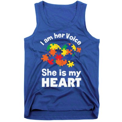 I Am His Voice He Is My Heart Autism Awareness Mom Dad Cute Gift Tank Top