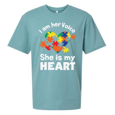 I Am His Voice He Is My Heart Autism Awareness Mom Dad Cute Gift Sueded Cloud Jersey T-Shirt