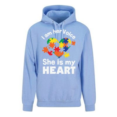 I Am His Voice He Is My Heart Autism Awareness Mom Dad Cute Gift Unisex Surf Hoodie