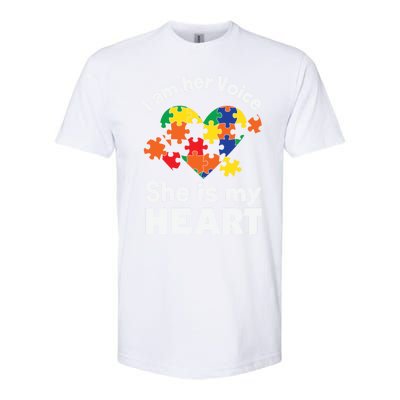 I Am His Voice He Is My Heart Autism Awareness Mom Dad Cute Gift Softstyle CVC T-Shirt