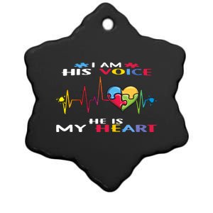 I Am His Voice He Is My Heart Autism Awareness Gift Ceramic Star Ornament