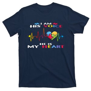 I Am His Voice He Is My Heart Autism Awareness Gift T-Shirt