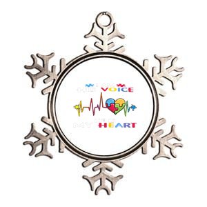 I Am His Voice He Is My Heart Autism Awareness Gift Metallic Star Ornament