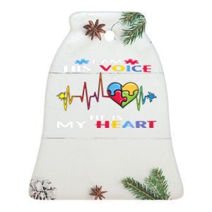 I Am His Voice He Is My Heart Autism Awareness Gift Ceramic Bell Ornament