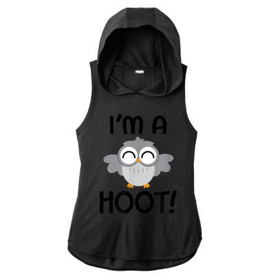 I'm A Hoot! Happy Little Owl Pun Ladies PosiCharge Tri-Blend Wicking Draft Hoodie Tank