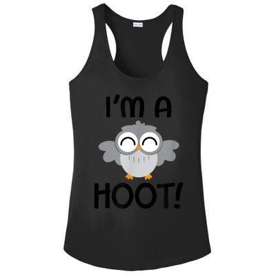 I'm A Hoot! Happy Little Owl Pun Ladies PosiCharge Competitor Racerback Tank