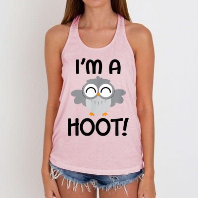 I'm A Hoot! Happy Little Owl Pun Women's Knotted Racerback Tank