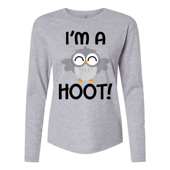 I'm A Hoot! Happy Little Owl Pun Womens Cotton Relaxed Long Sleeve T-Shirt