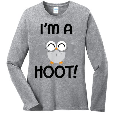 I'm A Hoot! Happy Little Owl Pun Ladies Long Sleeve Shirt