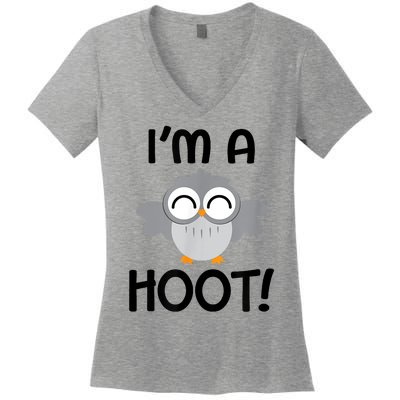 I'm A Hoot! Happy Little Owl Pun Women's V-Neck T-Shirt