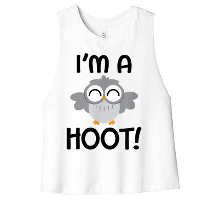 I'm A Hoot! Happy Little Owl Pun Women's Racerback Cropped Tank