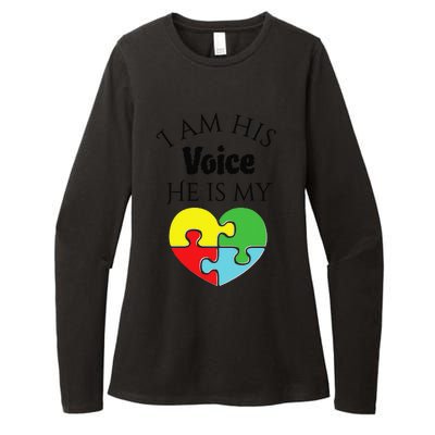 I Am His Voice He Is My Heart Autism Awareness Love Womens CVC Long Sleeve Shirt