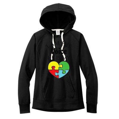 I Am His Voice He Is My Heart Autism Awareness Love Women's Fleece Hoodie