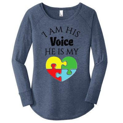 I Am His Voice He Is My Heart Autism Awareness Love Women's Perfect Tri Tunic Long Sleeve Shirt