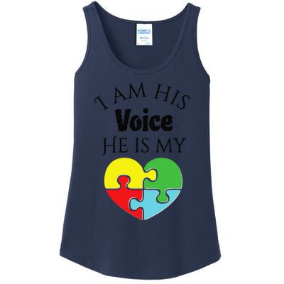 I Am His Voice He Is My Heart Autism Awareness Love Ladies Essential Tank