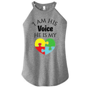 I Am His Voice He Is My Heart Autism Awareness Love Women’s Perfect Tri Rocker Tank