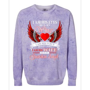 I Am His Wife He Is My Guardian Angel For Wife Lost Husband Gift Colorblast Crewneck Sweatshirt