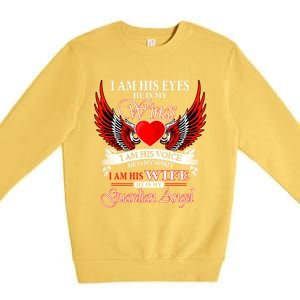 I Am His Wife He Is My Guardian Angel For Wife Lost Husband Gift Premium Crewneck Sweatshirt