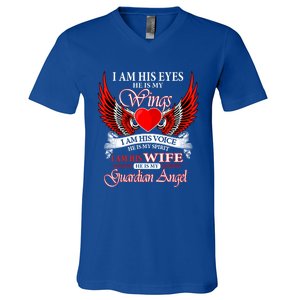 I Am His Wife He Is My Guardian Angel For Wife Lost Husband Gift V-Neck T-Shirt