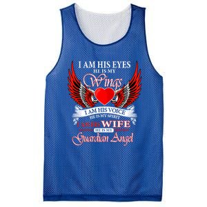 I Am His Wife He Is My Guardian Angel For Wife Lost Husband Gift Mesh Reversible Basketball Jersey Tank