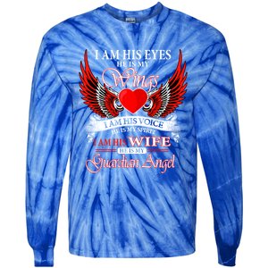 I Am His Wife He Is My Guardian Angel For Wife Lost Husband Gift Tie-Dye Long Sleeve Shirt