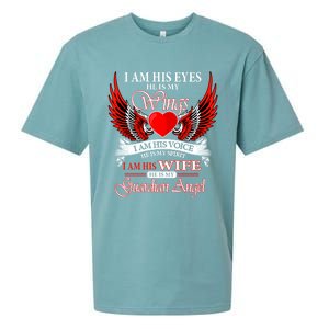 I Am His Wife He Is My Guardian Angel For Wife Lost Husband Gift Sueded Cloud Jersey T-Shirt