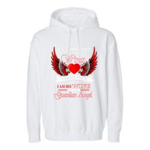 I Am His Wife He Is My Guardian Angel For Wife Lost Husband Gift Garment-Dyed Fleece Hoodie