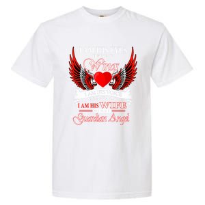 I Am His Wife He Is My Guardian Angel For Wife Lost Husband Gift Garment-Dyed Heavyweight T-Shirt