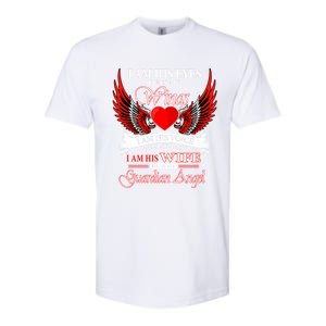 I Am His Wife He Is My Guardian Angel For Wife Lost Husband Gift Softstyle CVC T-Shirt