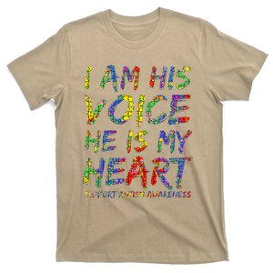 I Am His Voice He Is My Heart Support Autism Awareness T-Shirt