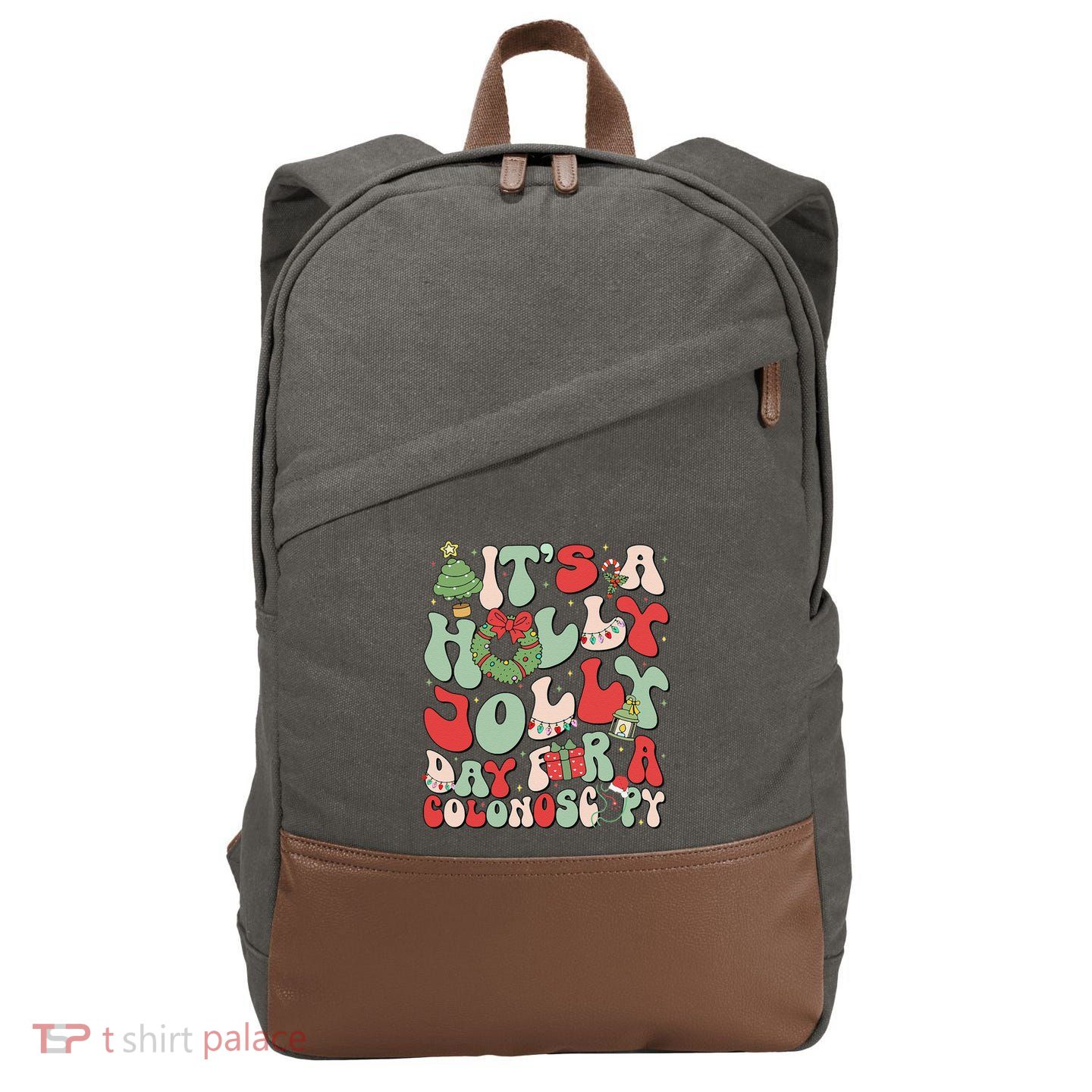 ItS A Holly Xmas Day For A Colonoscopy Christmas Cotton Canvas Backpack
